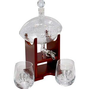 Kentucky Wildcats Football Glass Decanter With 2 Stemless Glasses By The Memory